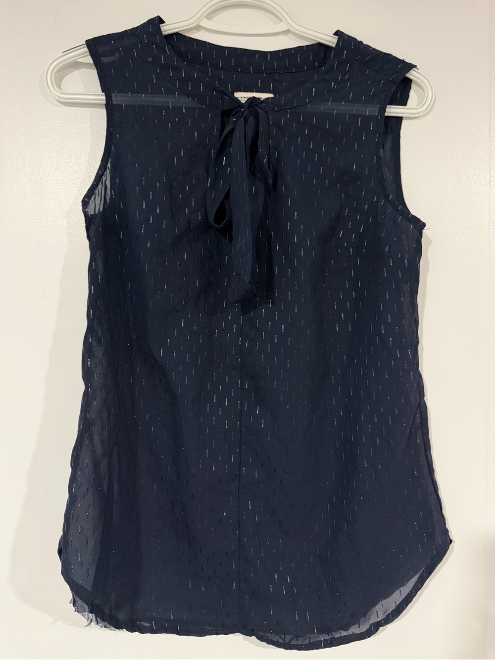 Sleeveless Navy Tie-Neck Blouse - Women Tops